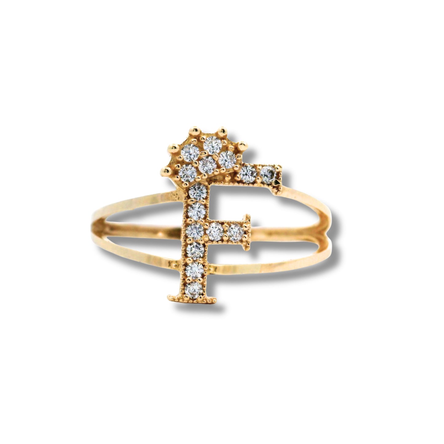 14K Yellow Gold Initial "F" Ring