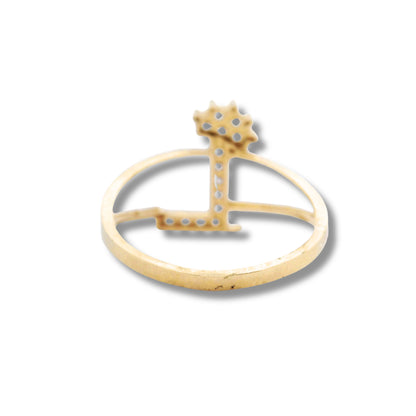 Bague initiale « L » en or jaune 14 carats