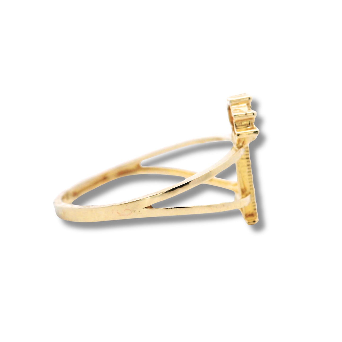 Bague initiale « L » en or jaune 14 carats