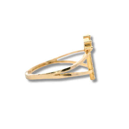 Bague en or jaune 14 carats avec initiale « R »