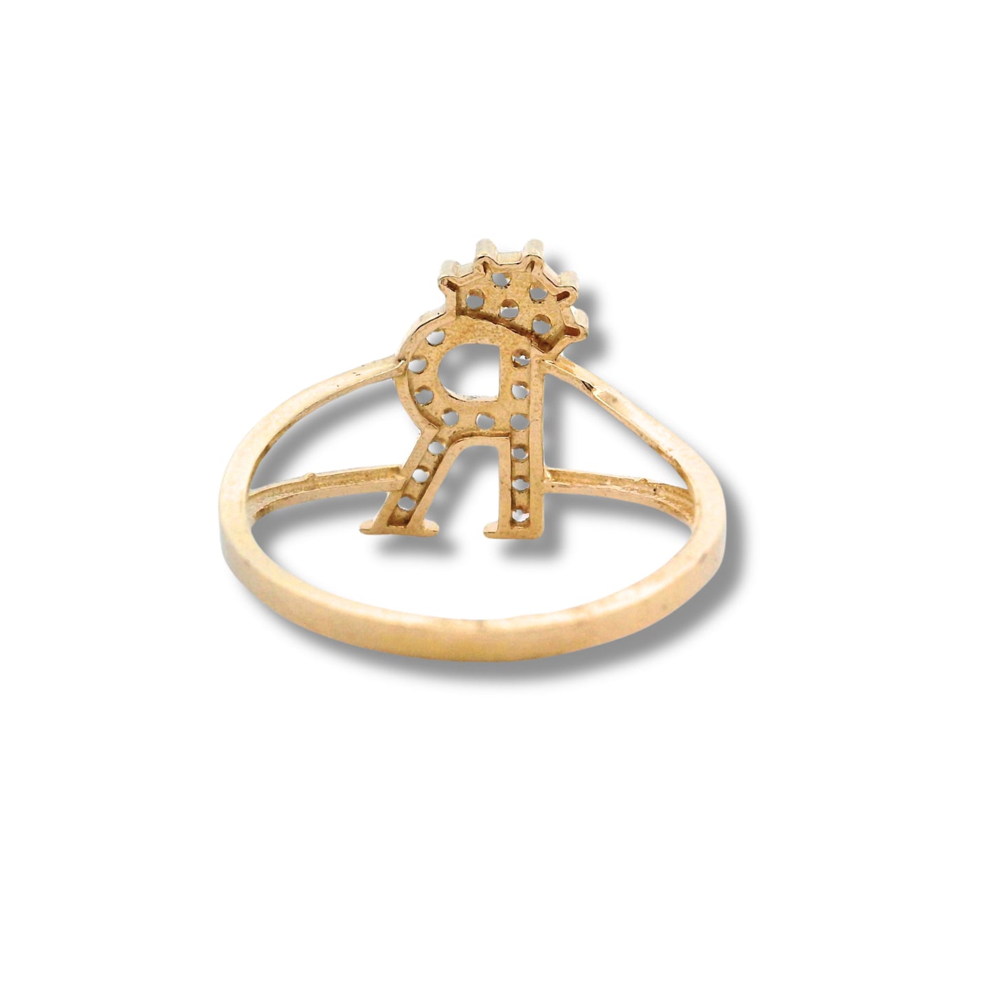 Bague en or jaune 14 carats avec initiale « R »