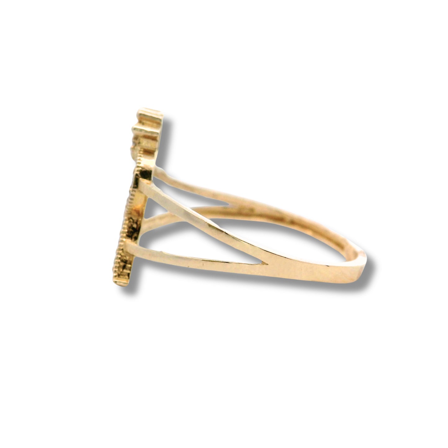 Bague en or jaune 14 carats avec initiale « R »