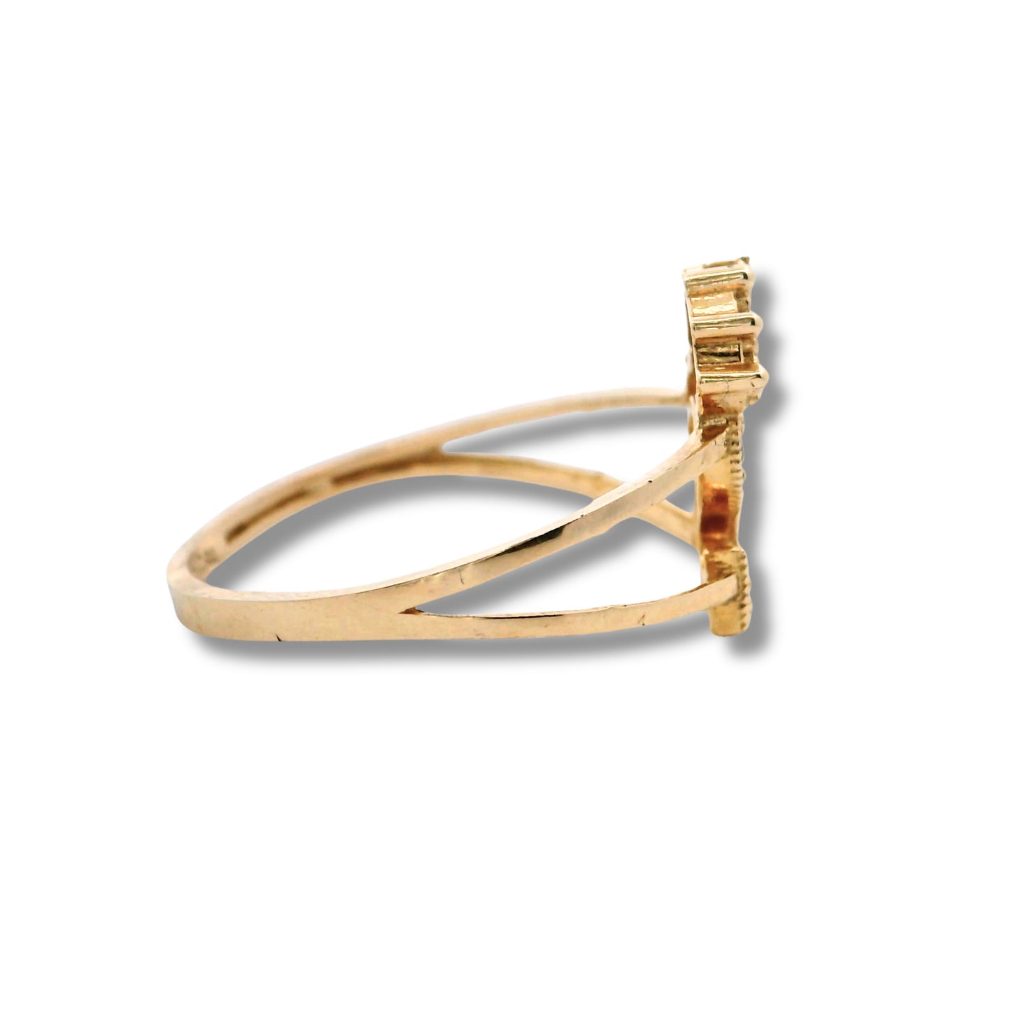 Bague en or jaune 14 carats avec initiale « S »
