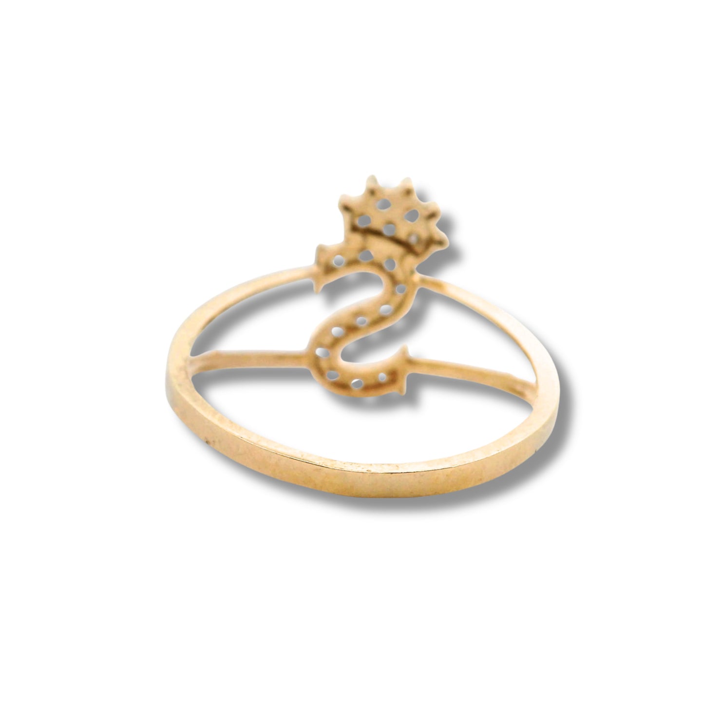 Bague en or jaune 14 carats avec initiale « S »