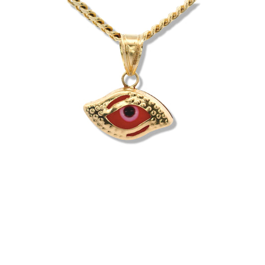 Charm "Mal de Ojo" en or jaune 10 carats, petit modèle rouge