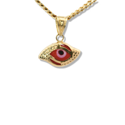 Charm "Mal de Ojo" en or jaune 10 carats, petit modèle rouge