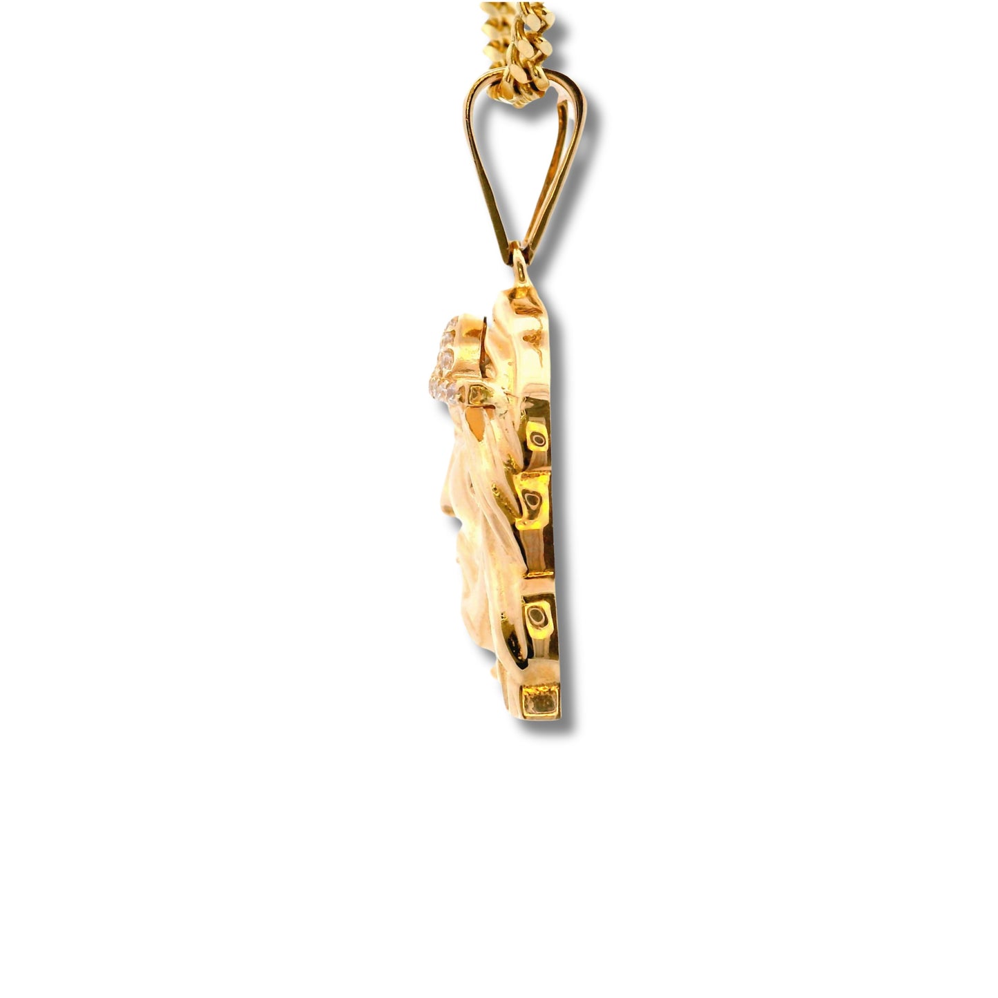 Pendentif tête de Jésus en or jaune 14 carats