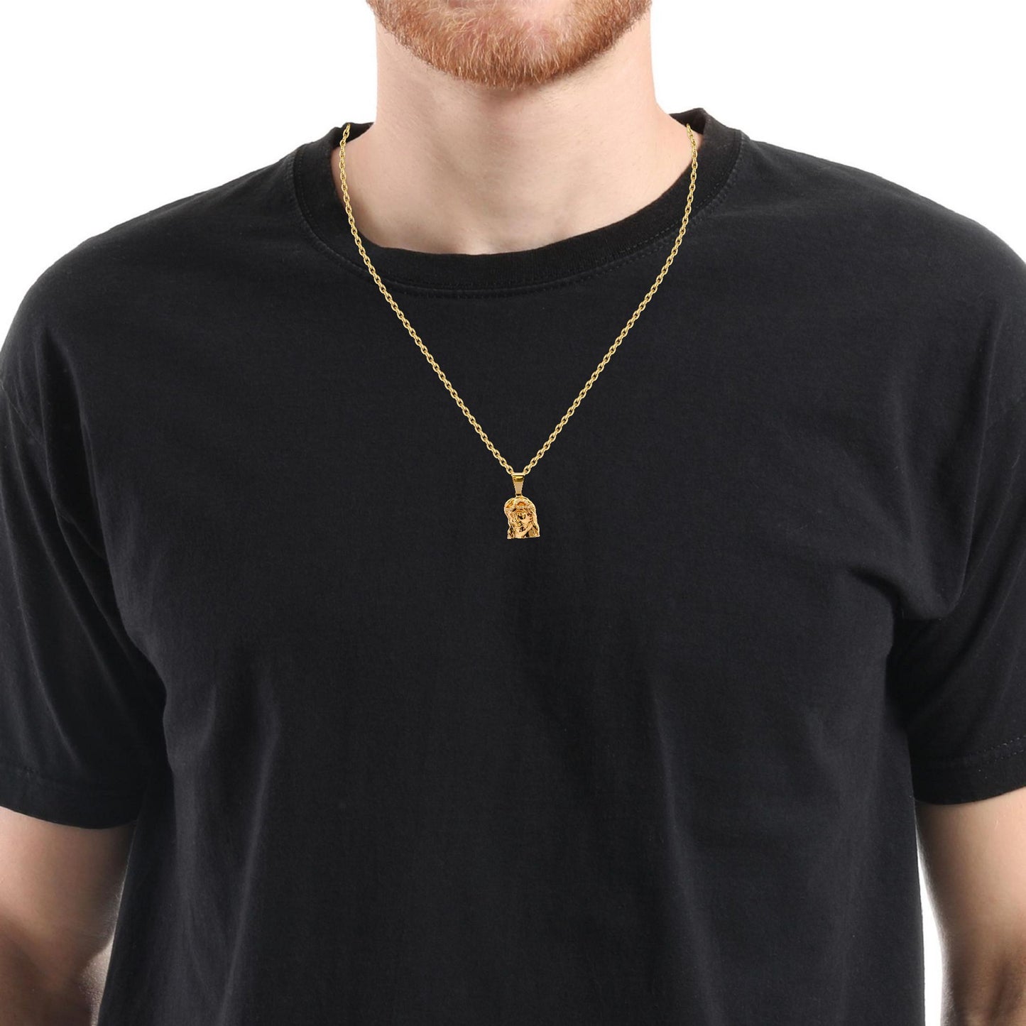 Pendentif tête de Jésus en or jaune 14 carats