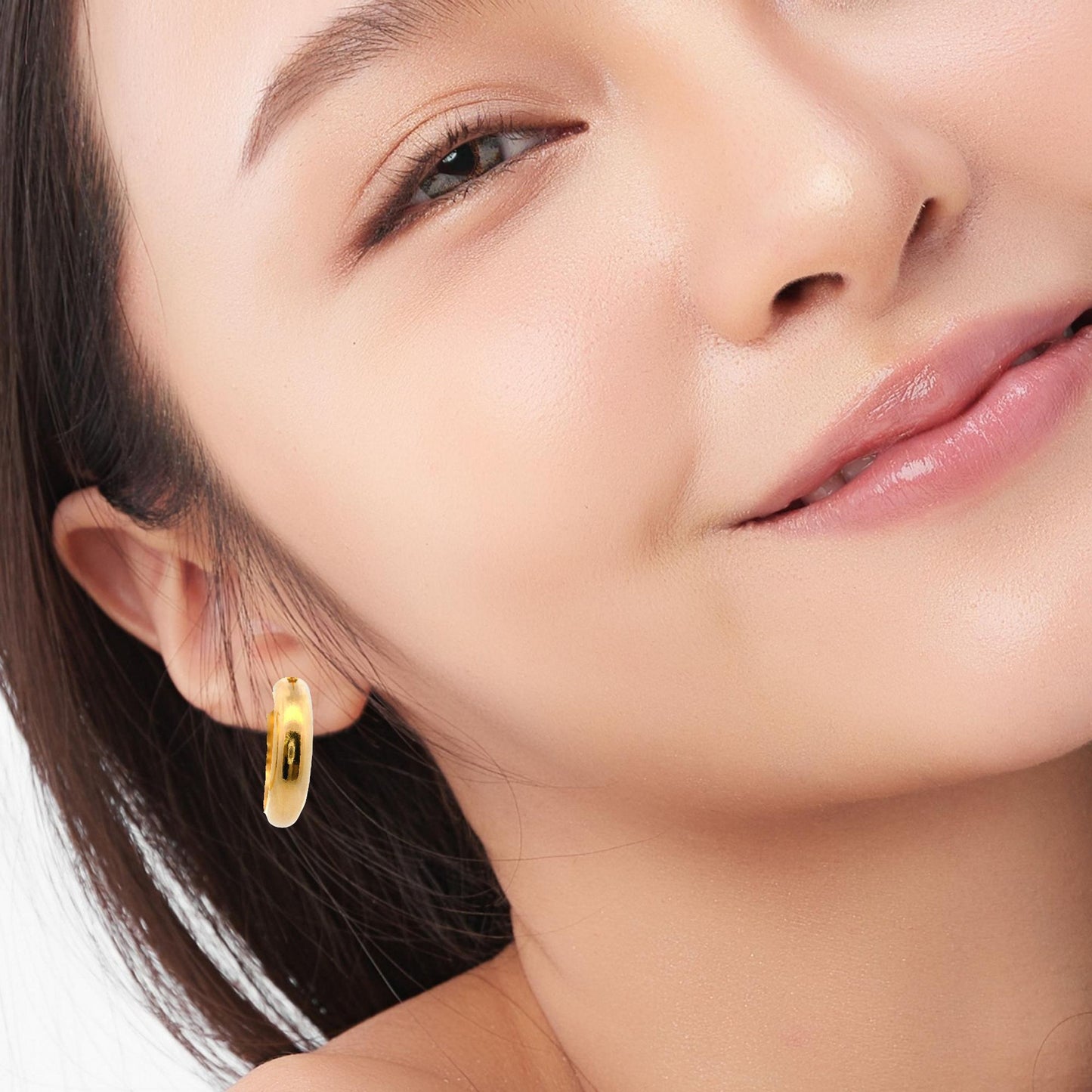 Boucles d'oreilles créoles rondes épaisses en or jaune 14 carats