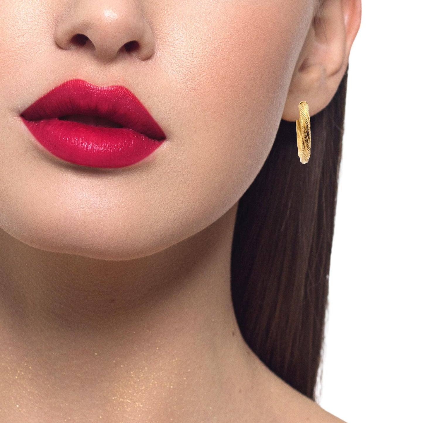 Boucles d'oreilles créoles texturées en or jaune 14 carats