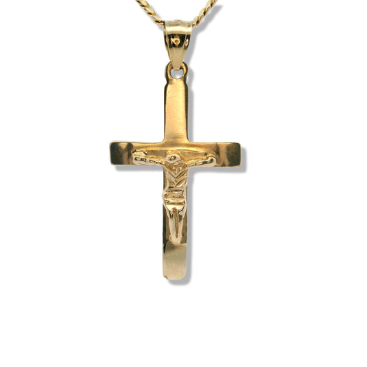 Breloque en forme de croix crucifix pour bébé en or jaune 10 carats