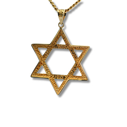 Pendentif étoile de David bicolore en or jaune 14 carats