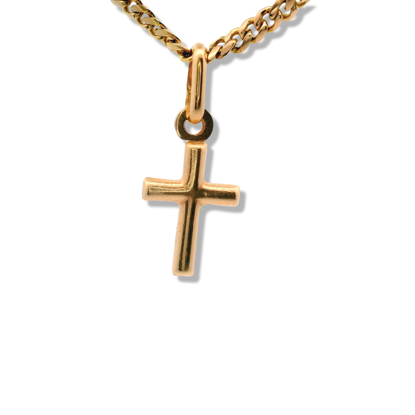 Dije de cruz de bebé en miniatura de oro amarillo de 14 quilates