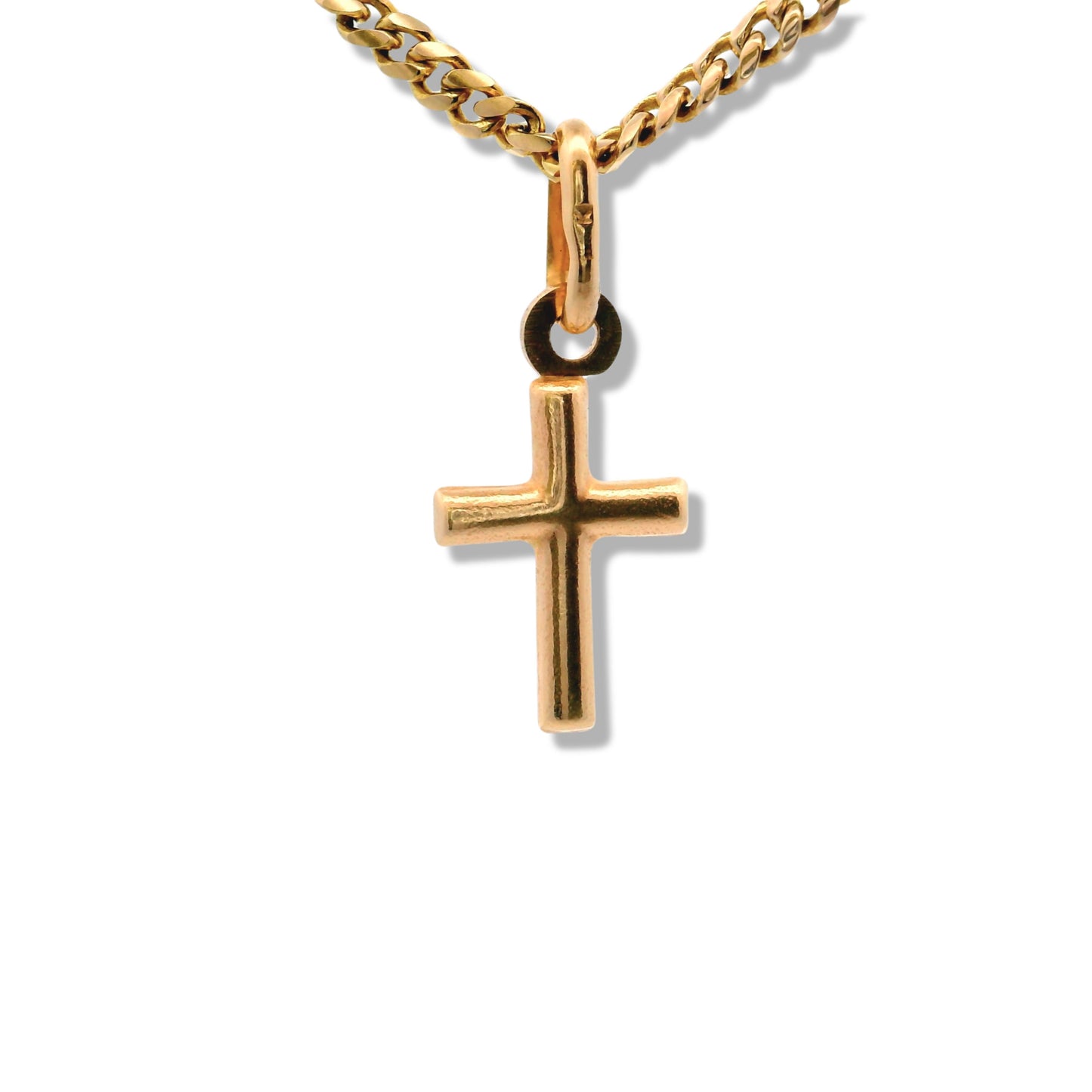 Dije de cruz de bebé en miniatura de oro amarillo de 14 quilates