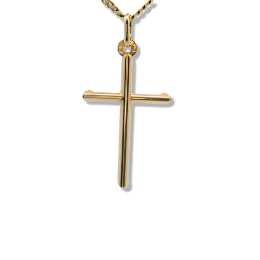 Pendentif croix tubulaire en or jaune 10 carats