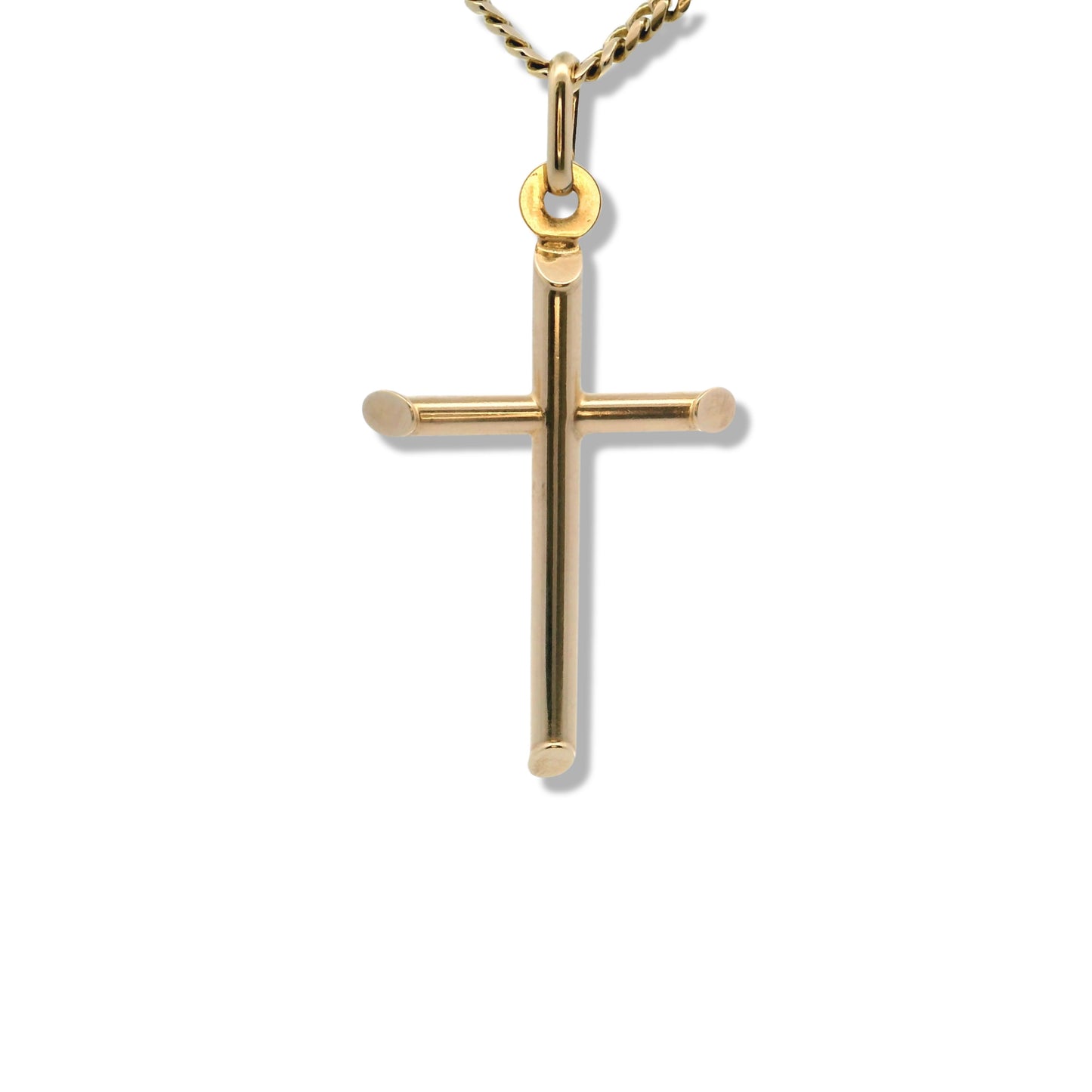 Pendentif croix tubulaire en or jaune 10 carats
