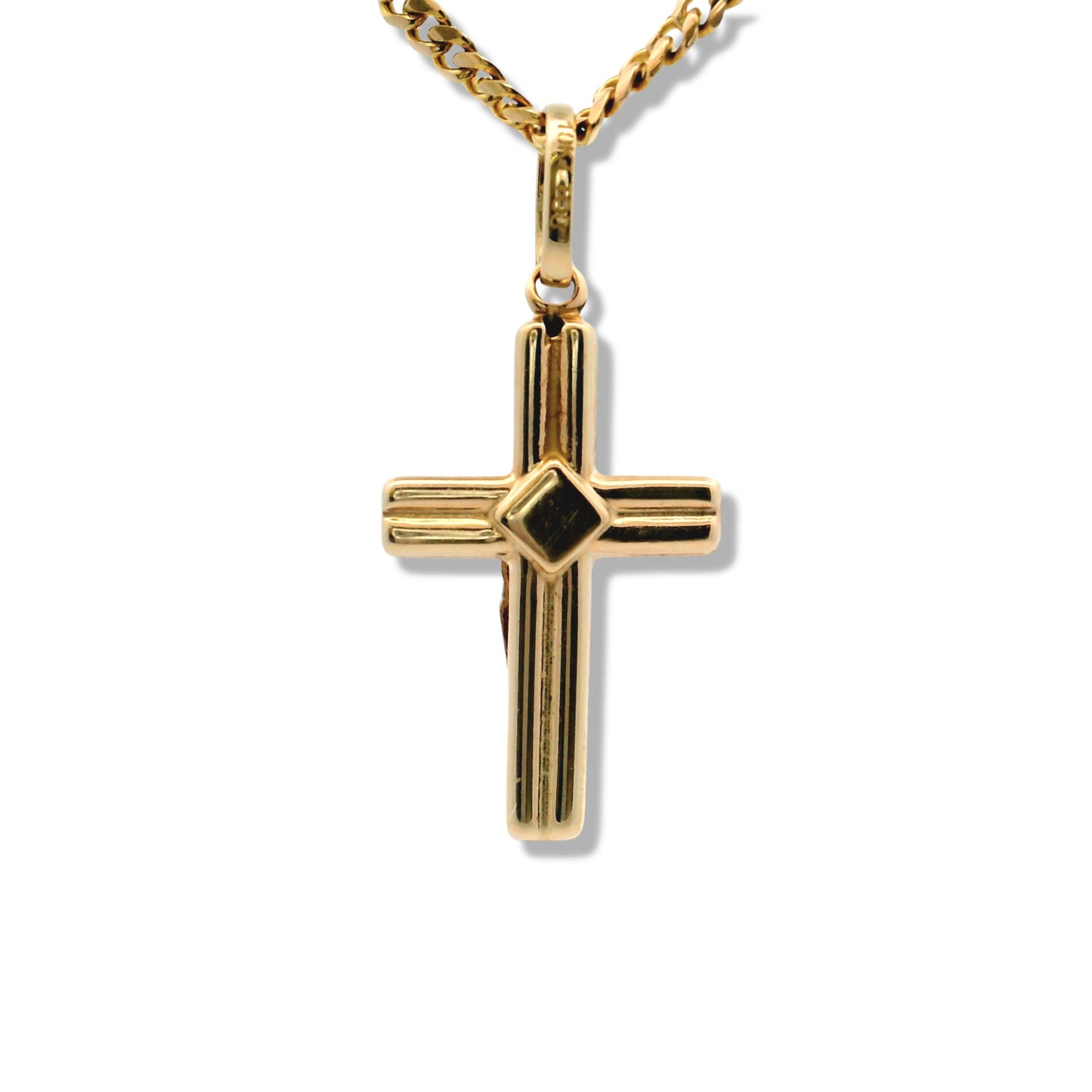 Breloque crucifix bicolore en or jaune 14 carats