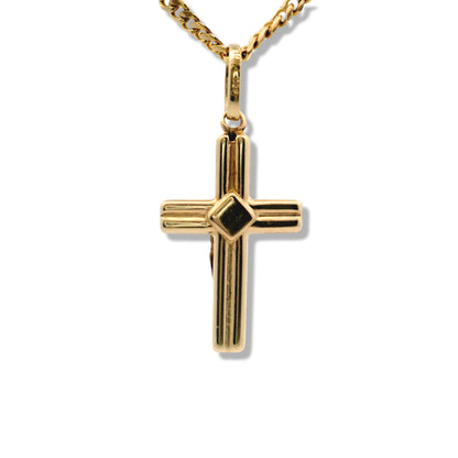 Breloque crucifix bicolore en or jaune 14 carats