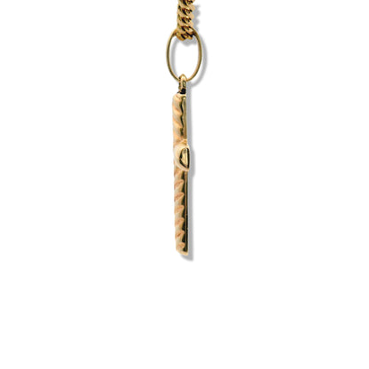 Breloque en or jaune 10 carats semi-solide en forme de croix torsadée