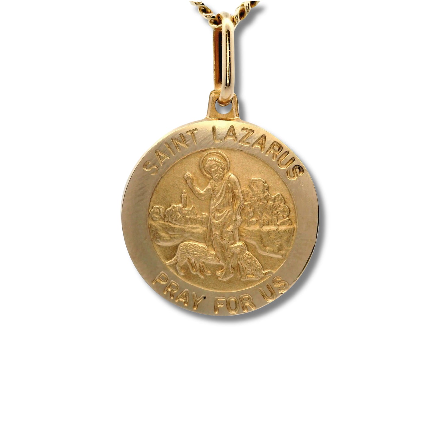 Pendentif Saint Lazare de Béthanie en or jaune 14 carats