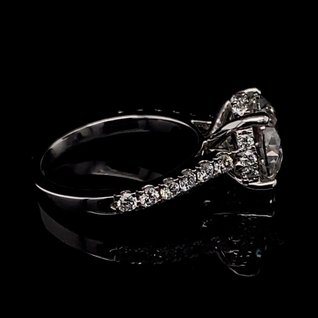 14K White Gold Round-Cut Diamond Stone Engagement Ring