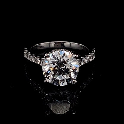 14K White Gold Round-Cut Diamond Stone Engagement Ring