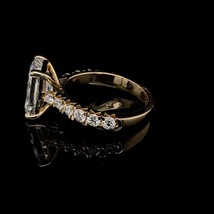 14KT Yellow Gold Radiant-Cut Diamond Stone Engagement Ring 4 Carat
