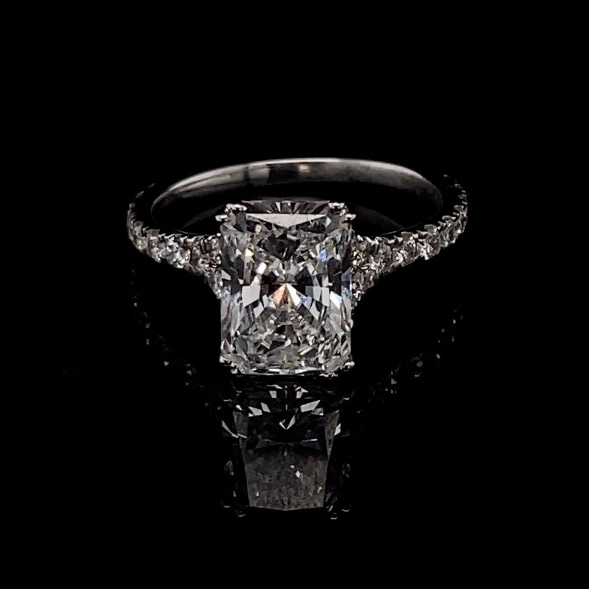 14KT White Gold Radiant-Cut Diamond Stone Engagement Ring 3 Carat