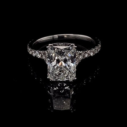 14KT White Gold Radiant-Cut Diamond Stone Engagement Ring 3 Carat