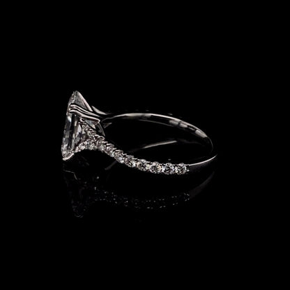 14KT White Gold Radiant-Cut Diamond Stone Engagement Ring 3 Carat