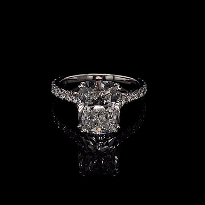 14KT White Gold Radiant-Cut Diamond Stone Engagement Ring 4 Carat