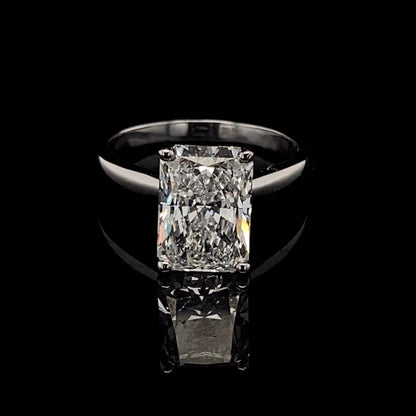 14KT White Gold Radiant-Cut Diamond Stone Engagement Ring 4 Carat