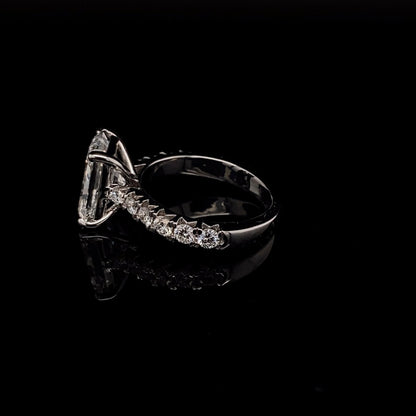 14KT White Gold Radiant-Cut Diamond Stone Engagement Ring 4 Carat