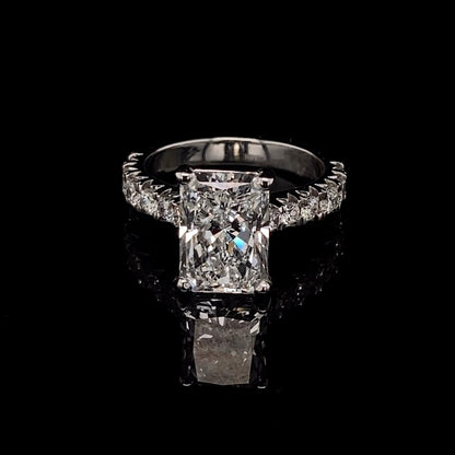 14KT White Gold Radiant-Cut Diamond Stone Engagement Ring 4 Carat