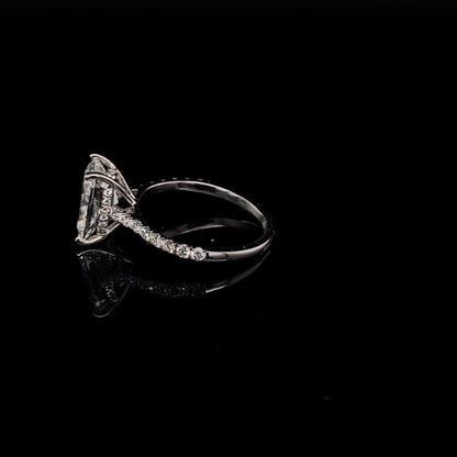 14KT White Gold Cushion-Cut Diamond Stone Engagement Ring