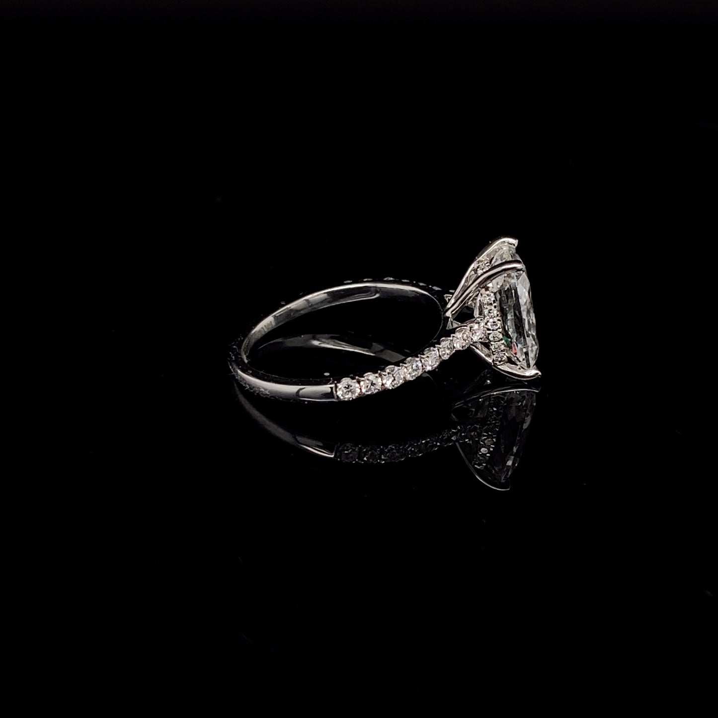 14KT White Gold Cushion-Cut Diamond Stone Engagement Ring