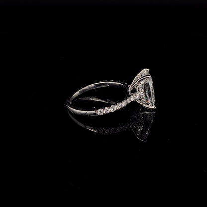 14KT White Gold Cushion-Cut Diamond Stone Engagement Ring