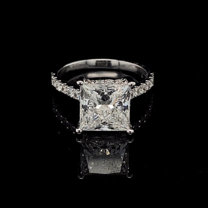14KT White Gold Princess-Cut Diamond Engagement Ring 4 carats