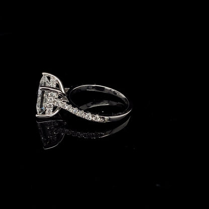 14KT White Gold Princess-Cut Diamond Engagement Ring 4 carats