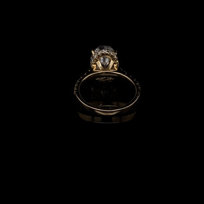 14KT Yellow Gold Oval-Cut Diamond Engagement Ring 4 carat