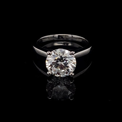 14KT White Gold Round-Cut Diamond Engagement Ring 3 carat