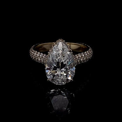 14KT Yellow Gold Pear-Cut Diamond Engagement Ring 4 carat