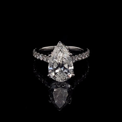 14KT White Gold Pear-Cut Diamond Engagement Ring 4.8 Carat