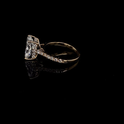 14KT Yellow Gold Cushion-Cut Diamond Engagement Ring 2.5 Carat