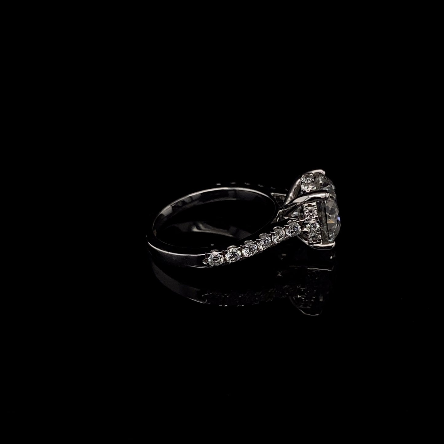 14KT White Gold Round-Cut Diamond Engagement Ring 4 Carat