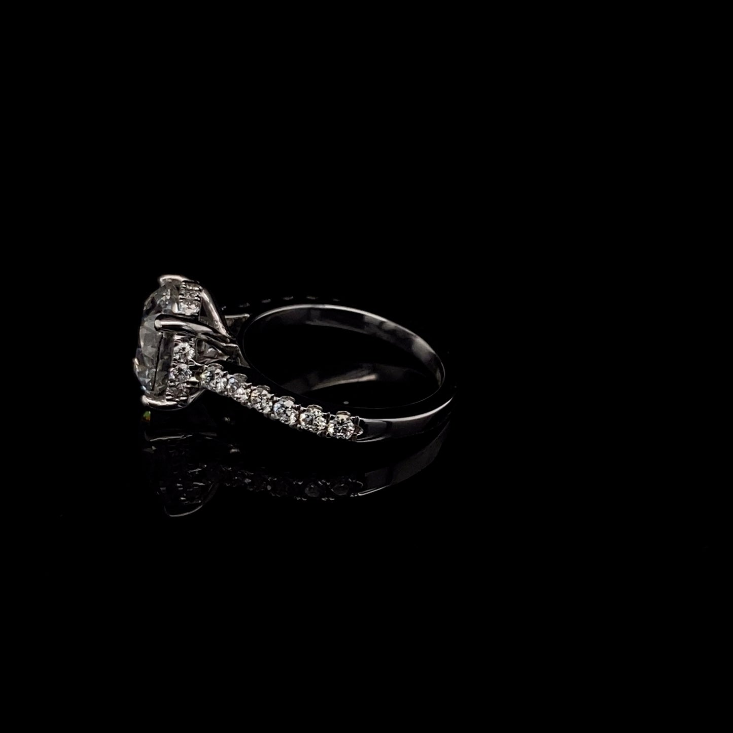 14KT White Gold Round-Cut Diamond Engagement Ring 4 Carat