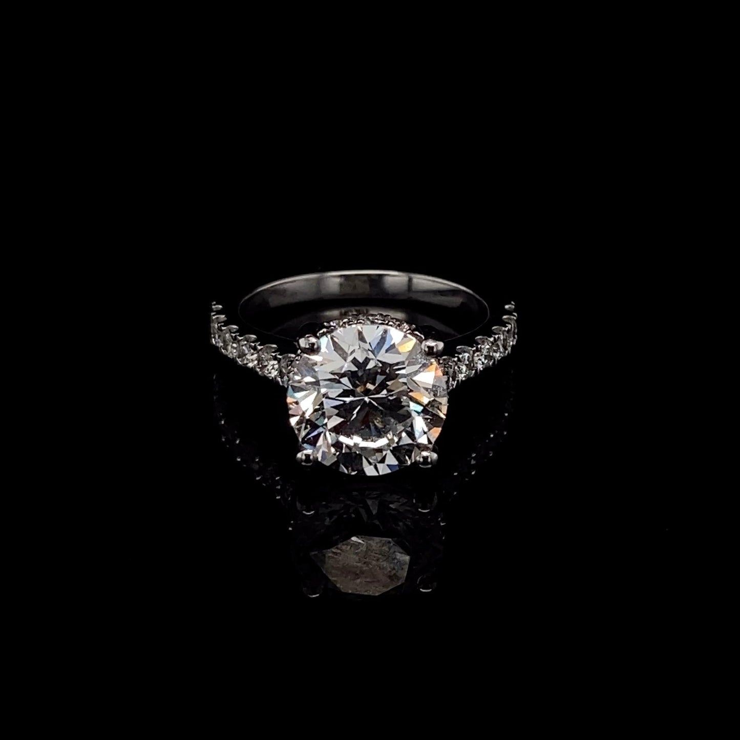 14KT White Gold Round-Cut Diamond Engagement Ring 4 Carat