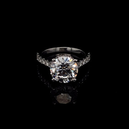 14KT White Gold Round-Cut Diamond Engagement Ring 4 Carat