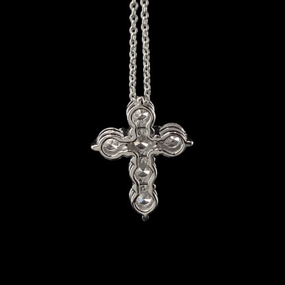 14KT White Gold w Diamonds 1 carat Cross Pendant