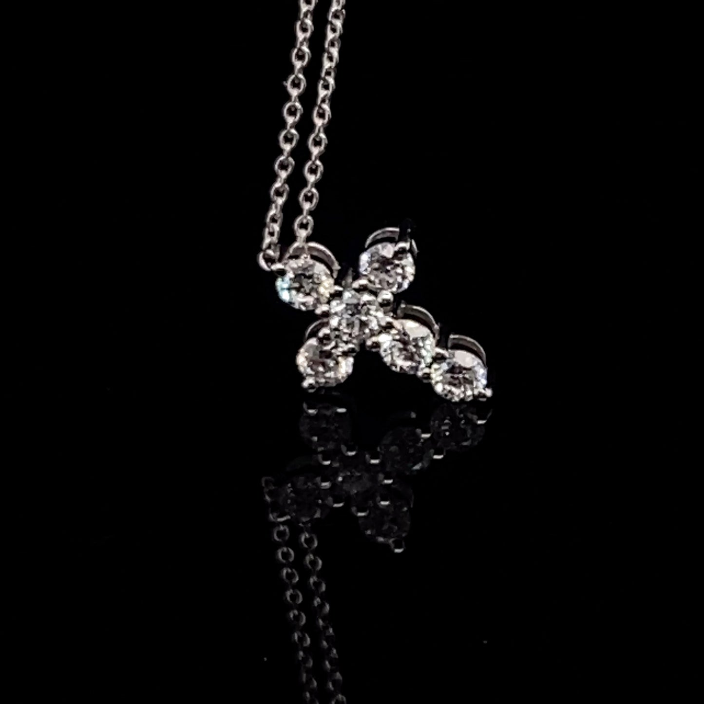 14KT White Gold w Diamonds 0.5 carat Cross Pendant